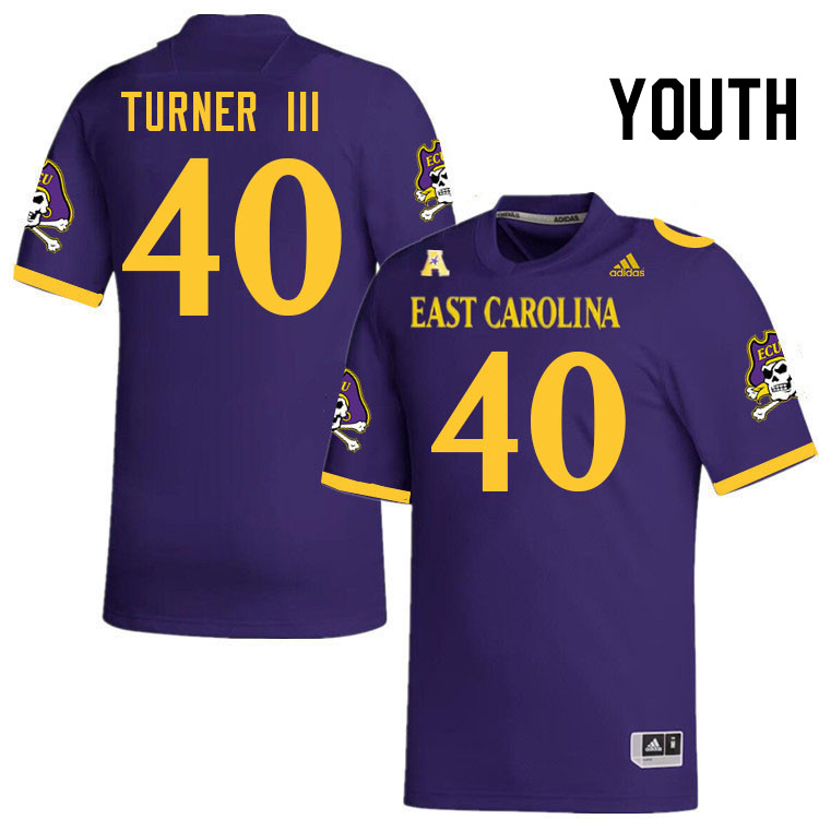 Youth #40 Greg Turner III ECU Pirates College Football Jerseys Stitched-Purple